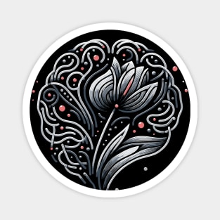 Symbolic Parkinson's Awareness Brain & Tulip Design Magnet